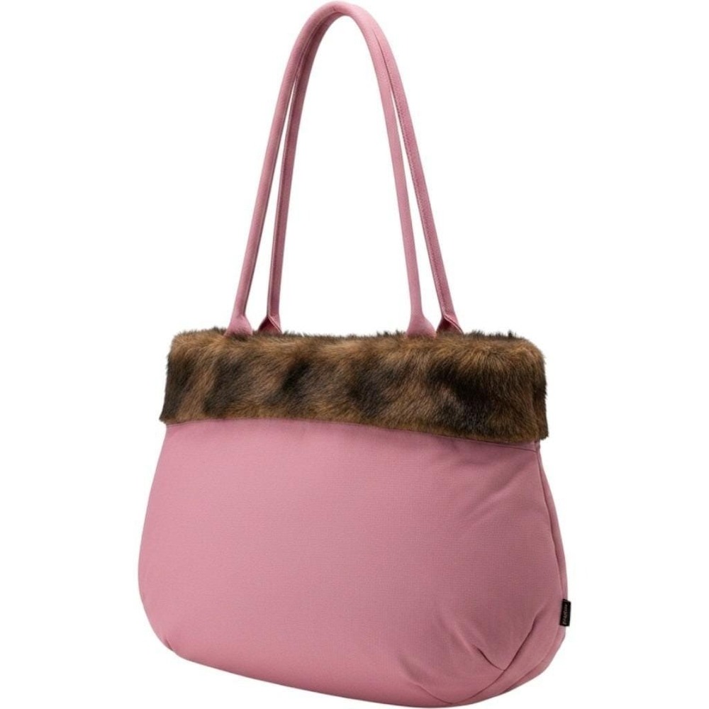 Murval Pink Canvas Tote Bag Faux Fur Animal Print Trim Shoulder Bag Y2K Style